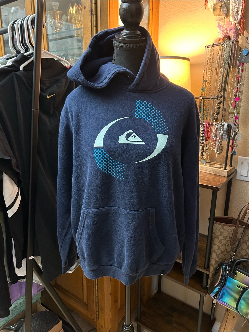 Quiksilver Navy Blue Graphic Pullover Hoodie